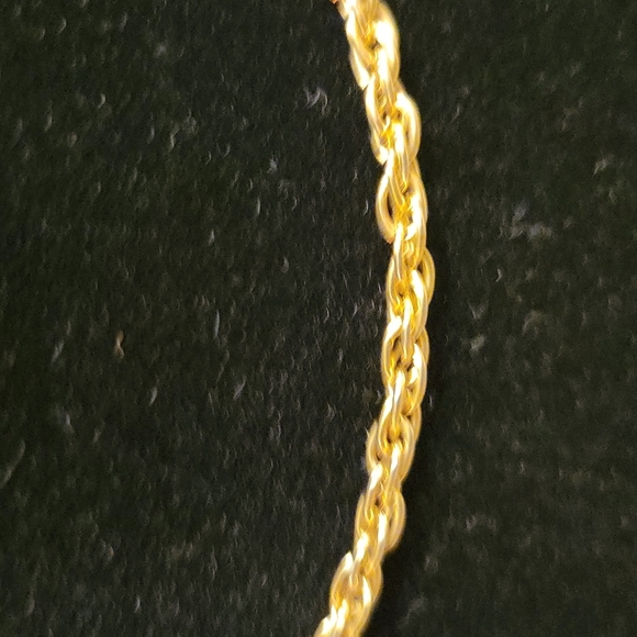 Vintage Long Brass Necklace with Half Shell Pearl D 3/4" Pendant Black Enamel - Picture 4 of 6